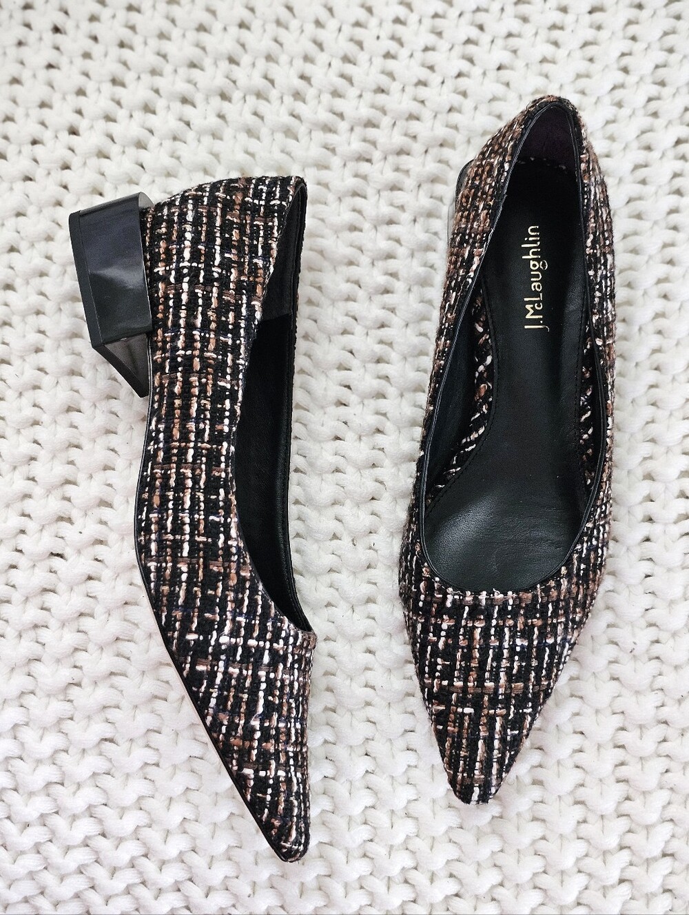 J.McLaughlin Cheryl 2 Tweed Pointed Toe Block Heel Pumps Size 9.5 NWOT